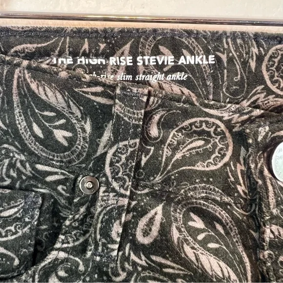 ANTHROPOLOGIE AG Adriano Goldschmied Velvet Paisley High Rise Stevie Ankle Pants - Picture 6 of 14